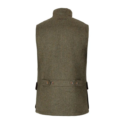Olive green tweed vest from Harkila Kenmore Waistcoat collection for outdoors