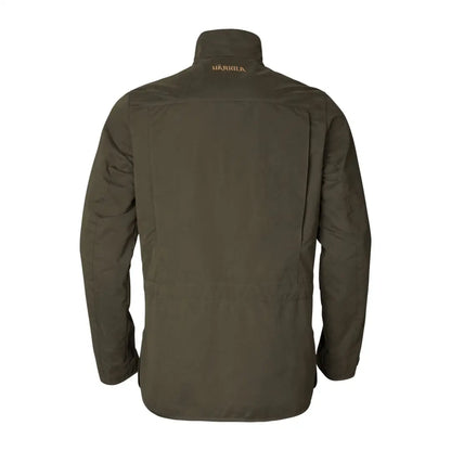 Dark green Harkila Rannoch HWS Shooting Jacket with high collar and zipper closure