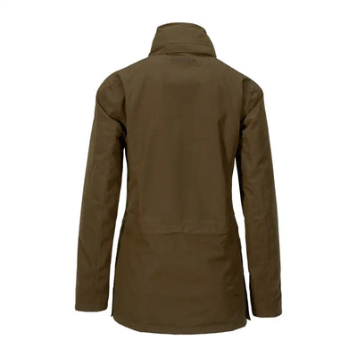 Olive green Harkila Retrieve Lady Jacket with high collar and long sleeves
