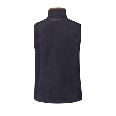 Navy blue Harkila Sandhem 200 Ladies Waistcoat with full-length zip and wind-resistant check lining