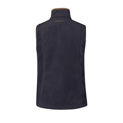 Navy blue Harkila Sandhem 200 Ladies Waistcoat with full-length zip and wind-resistant check lining