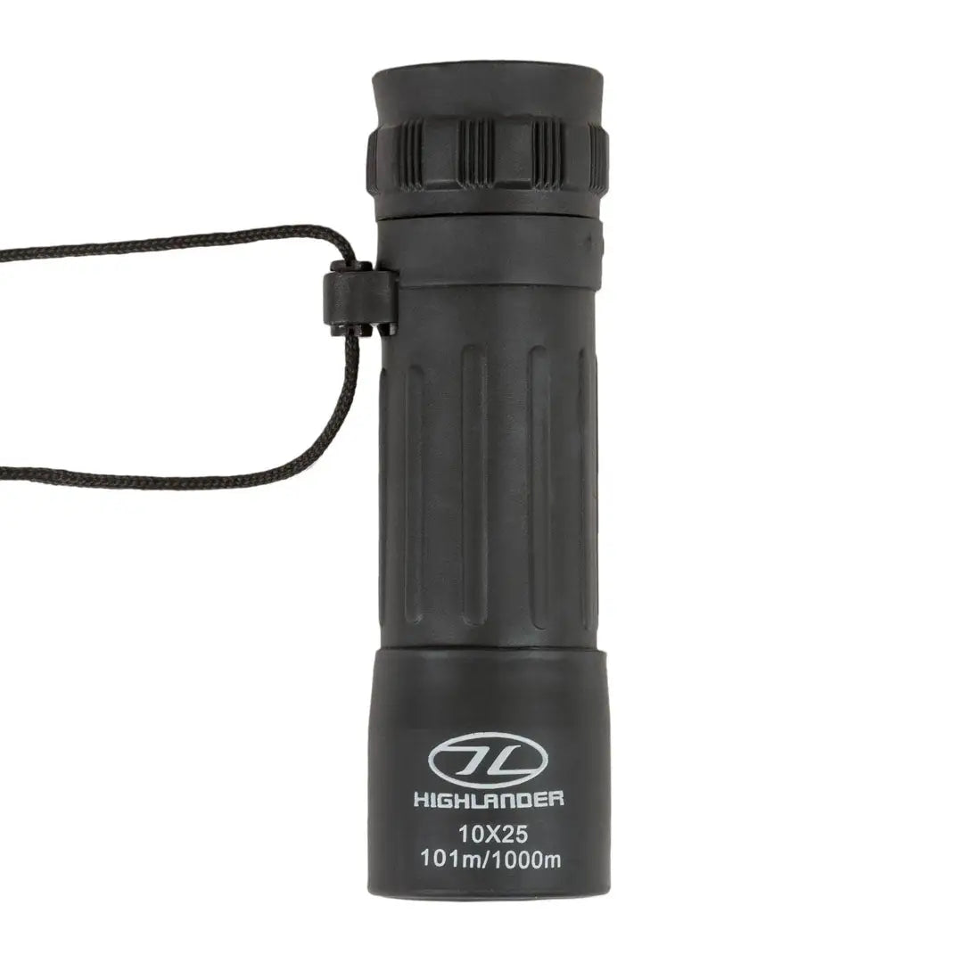 Black Highlander 10x25 Monocular showcasing its sleek design and powerful optics