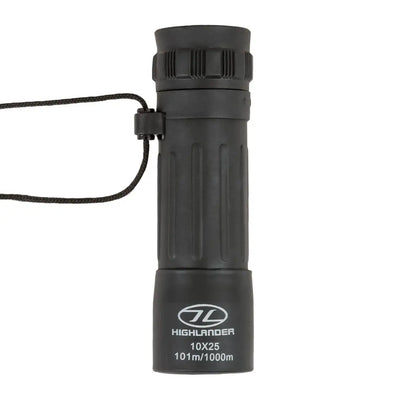 Black Highlander 10x25 Monocular showcasing its sleek design and powerful optics