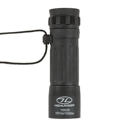 Black Highlander 10x25 Monocular showcasing its sleek design and powerful optics