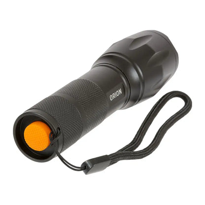 Black Highlander Orion 280 Zoom Hand Torch, a trusty light source with orange lens and strap