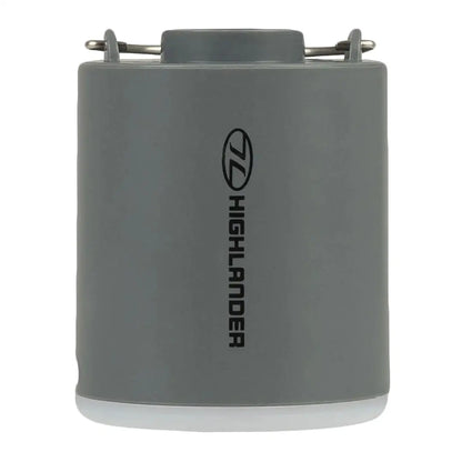 Gray cylindrical container with metal handles for Highlander Wee Banshee Micro Air Pump