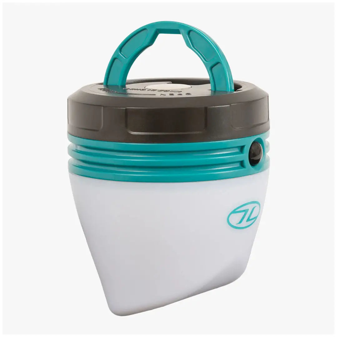 Portable Highlander Wee Lantern with teal accents, ideal versatile camping outdoor light
