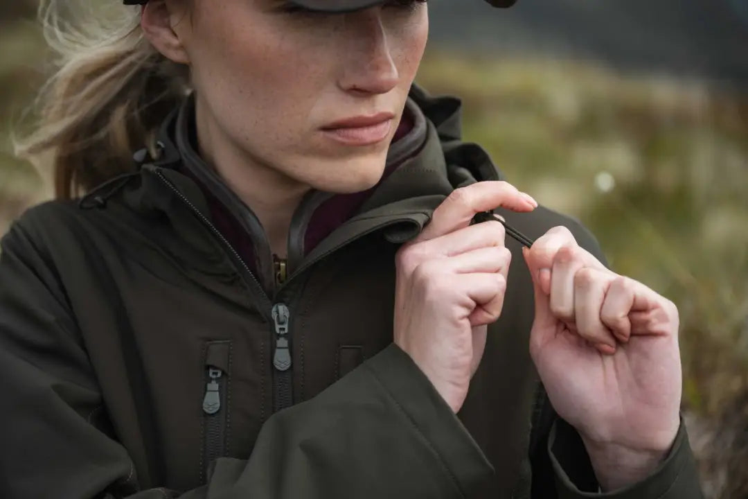 Olive green Hoggs of Fife Ardross Ladies 4-Way Active Jacket outdoor wear