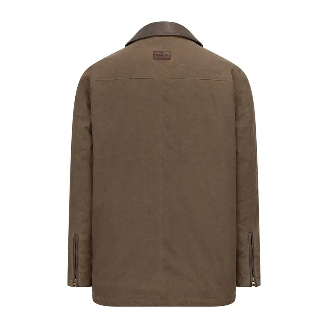 Men’s olive brown Hoggs of Fife Balerno waxed canvas barn coat with dark brown collar