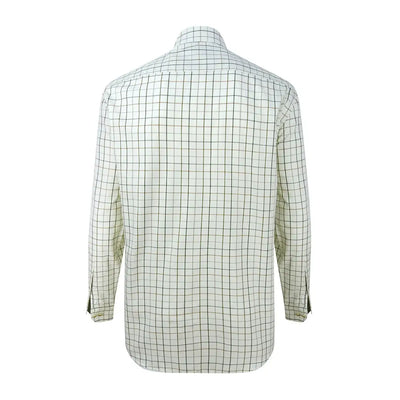 Men’s long-sleeved white and green checkered Fife Balmoral shirt for a sophisticated look
