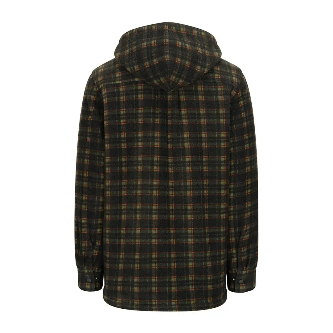Men’s dark green plaid Caithness hooded fleece shacket from Hoggs of Fife Caithness Hooded collection