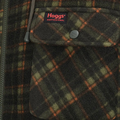 Plaid fleece jacket with buttoned pocket and drawstring from Hoggs of Fife Caithness Hooded Fleece Shacket