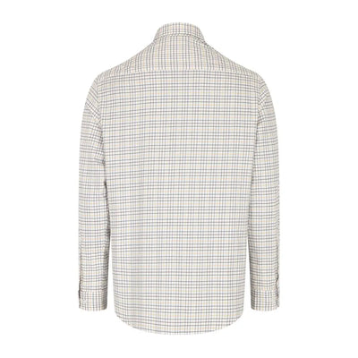 White and gray plaid button-up Fife Callum check shirt with collar for a stylish look