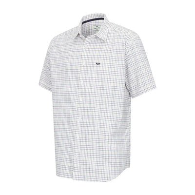 White plaid short sleeve Tattersall shirt from Hoggs of Fife Callum collection