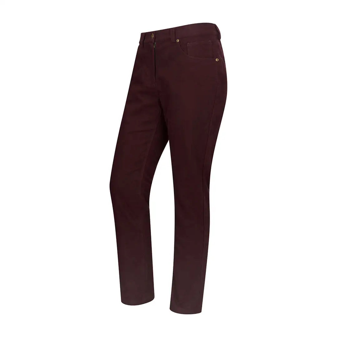Dark red Fife Carrick Stretch Tech Moleskin Trousers for women, slim fit style