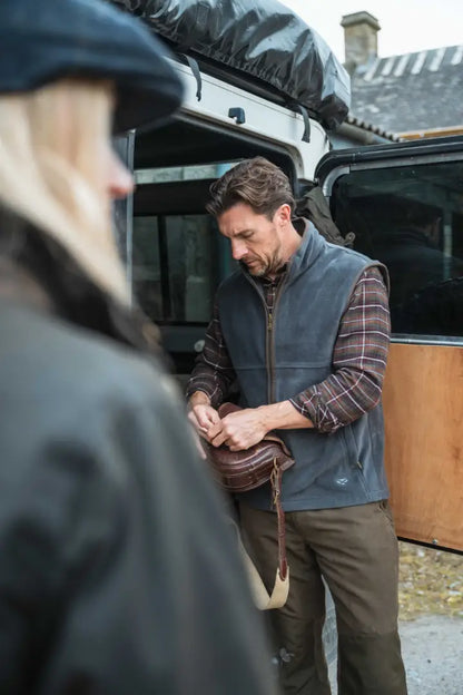 Dark brown leather belt with silver buckle for Hoggs Of Fife Countrysport Luxury Hunting Shirt