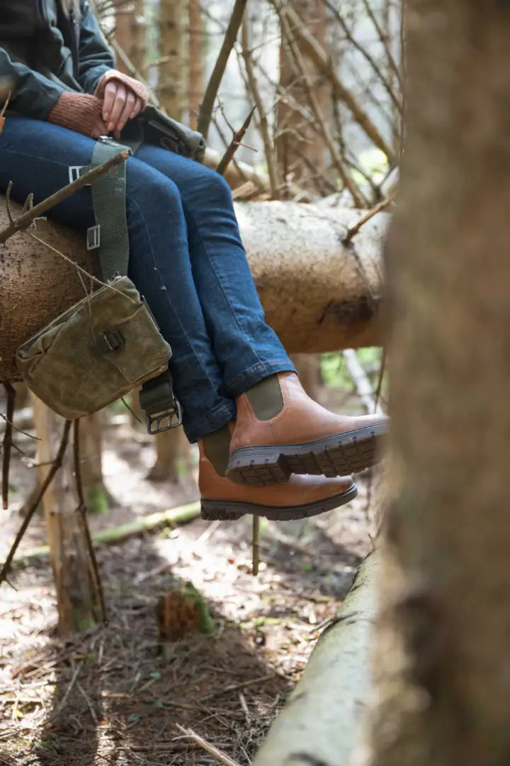 Brown leather Hoggs Of Fife Dalmeny Dealer hiking boot with thick sole for outdoor adventures