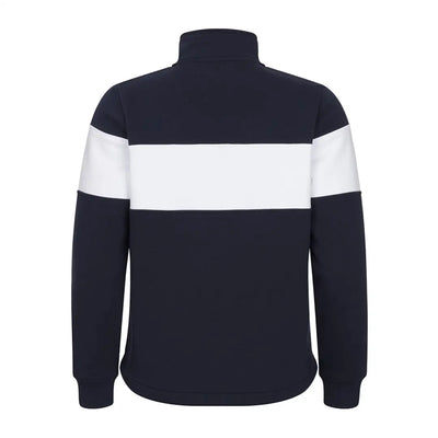Navy blue zip sweatshirt with white stripe, perfect gents quarter zip style from Hoggs Of Fife