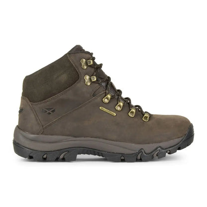 Rugged brown Fife Glencoe Waterproof Trek Boots with thick rubber sole and lace hooks