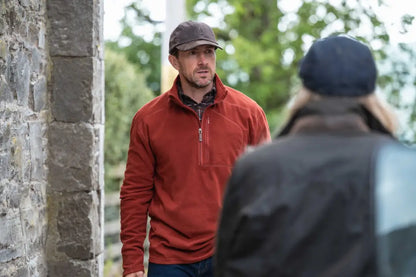 Orange Hoggs of Fife Islander Techpro 1/4 Zip Shirt fleece pullover with cap