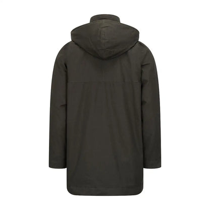 Dark green hooded parka from Hoggs of Fife Kelso Waterproof Gents Wax Jacket