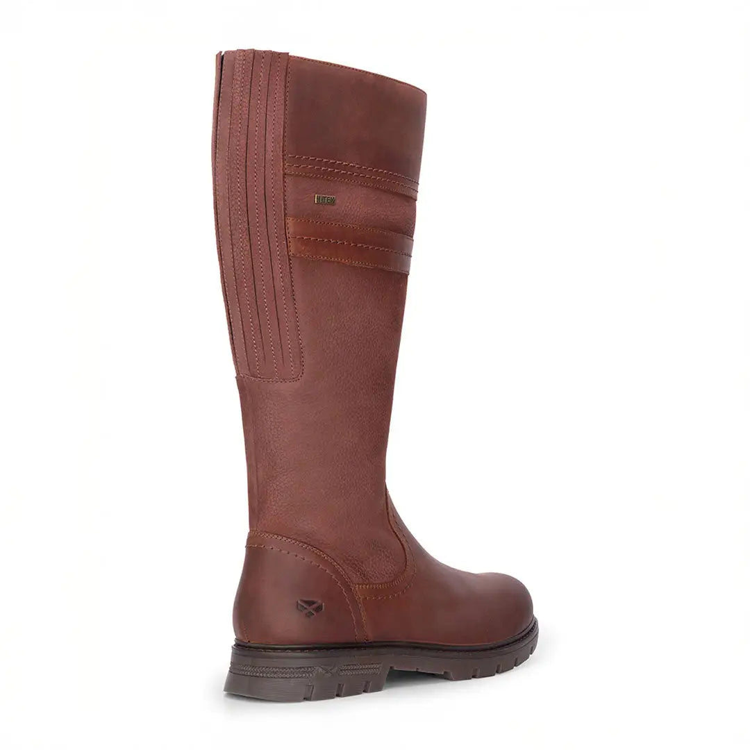 Brown leather knee-high boot with thick sole from Hoggs of Fife Ladies Letham Country Waterproof collection