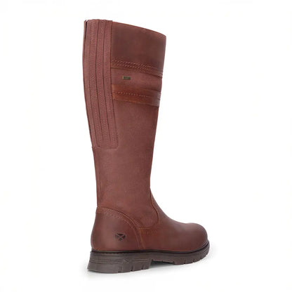 Brown leather knee-high boot with thick sole from Hoggs of Fife Ladies Letham Country Waterproof collection