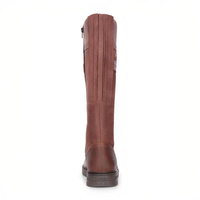 Brown leather Fife Ladies Letham waterproof knee-high boot with side zipper
