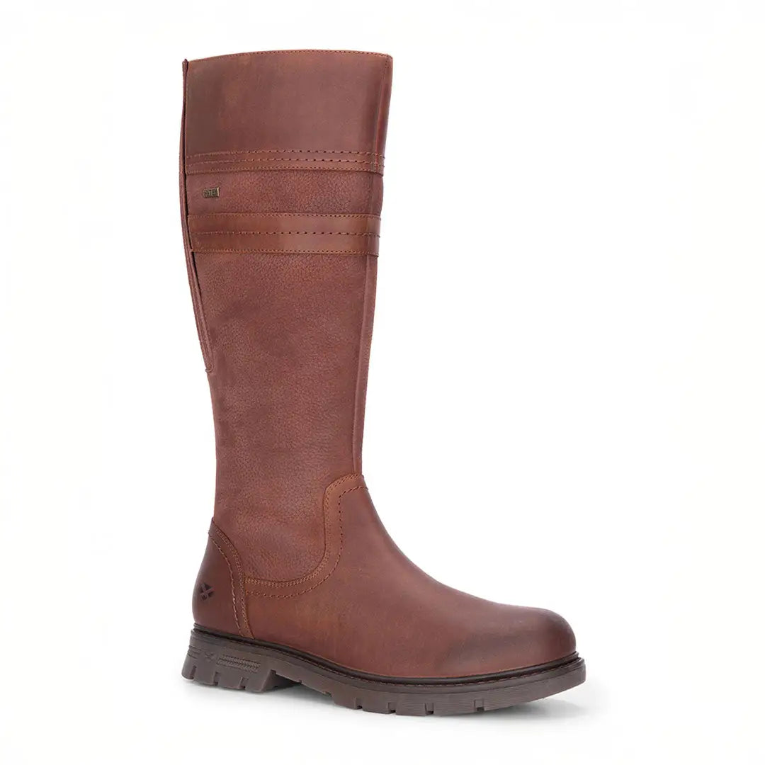 Brown leather knee-high boot with lug sole from Hoggs of Fife Ladies Letham Country waterproof collection