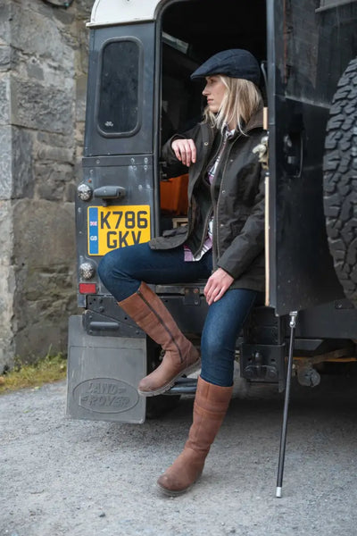 Brown leather Hoggs of Fife Ladies Letham country waterproof riding boots with knee-high shafts