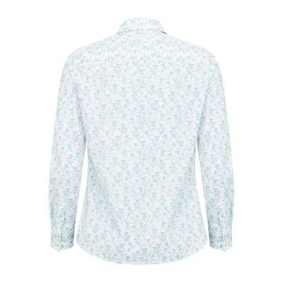 Light blue thistle print shirt for ladies from Hoggs of Fife, stylish and comfy