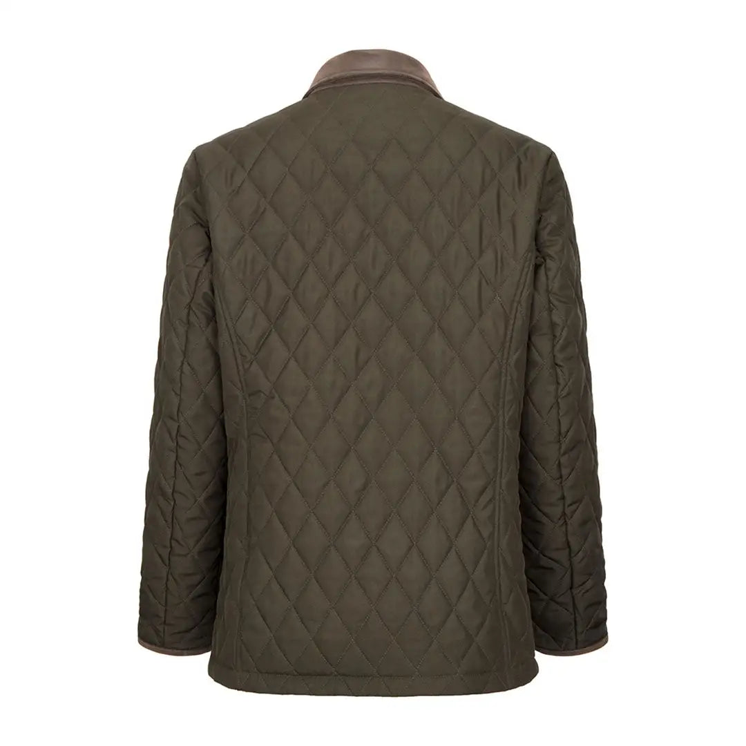 Men’s olive green quilted jacket with brown collar from Fife Ladybank Quilted collection