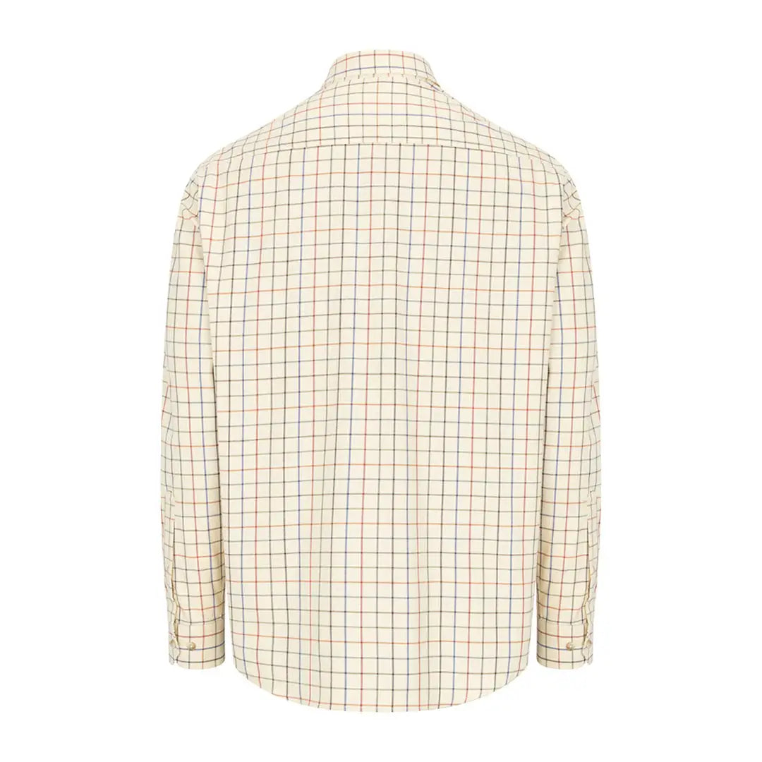 Cream-colored Hoggs of Fife Laird Premier Tattersall Shirt with multicolored grid pattern