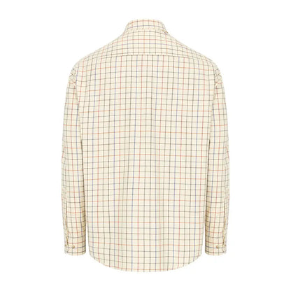 Cream-colored Hoggs of Fife Laird Premier Tattersall Shirt with multicolored grid pattern