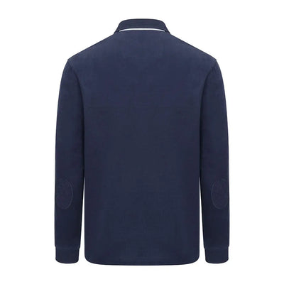 Navy long-sleeved rugby shirt from Hoggs of Fife Moffat, perfect for country clothing
