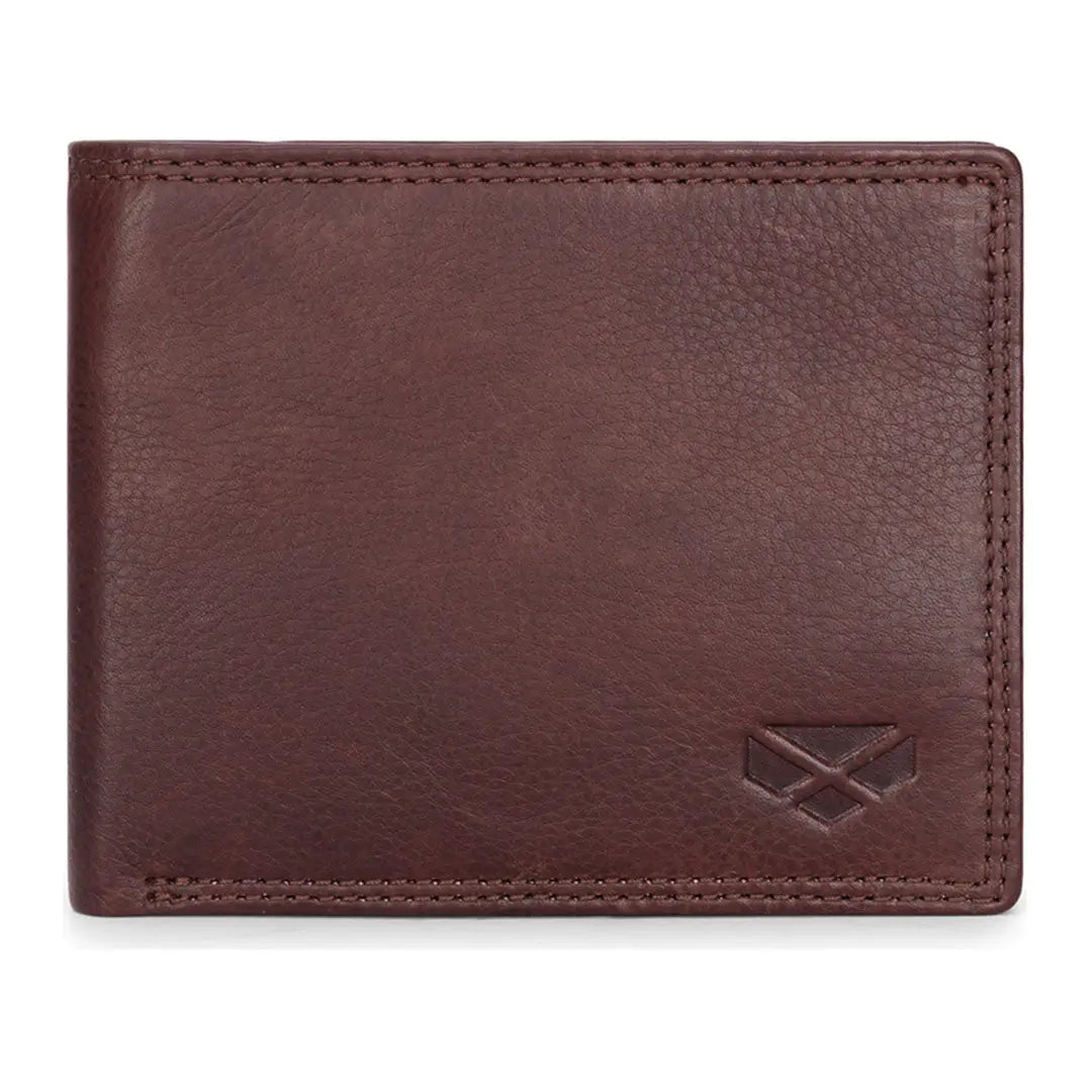 Dark brown Hoggs of Fife Monach Leather Credit Card Wallet with visible stitching