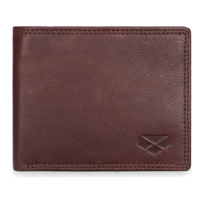 Dark brown Hoggs of Fife Monach Leather Credit Card Wallet with visible stitching