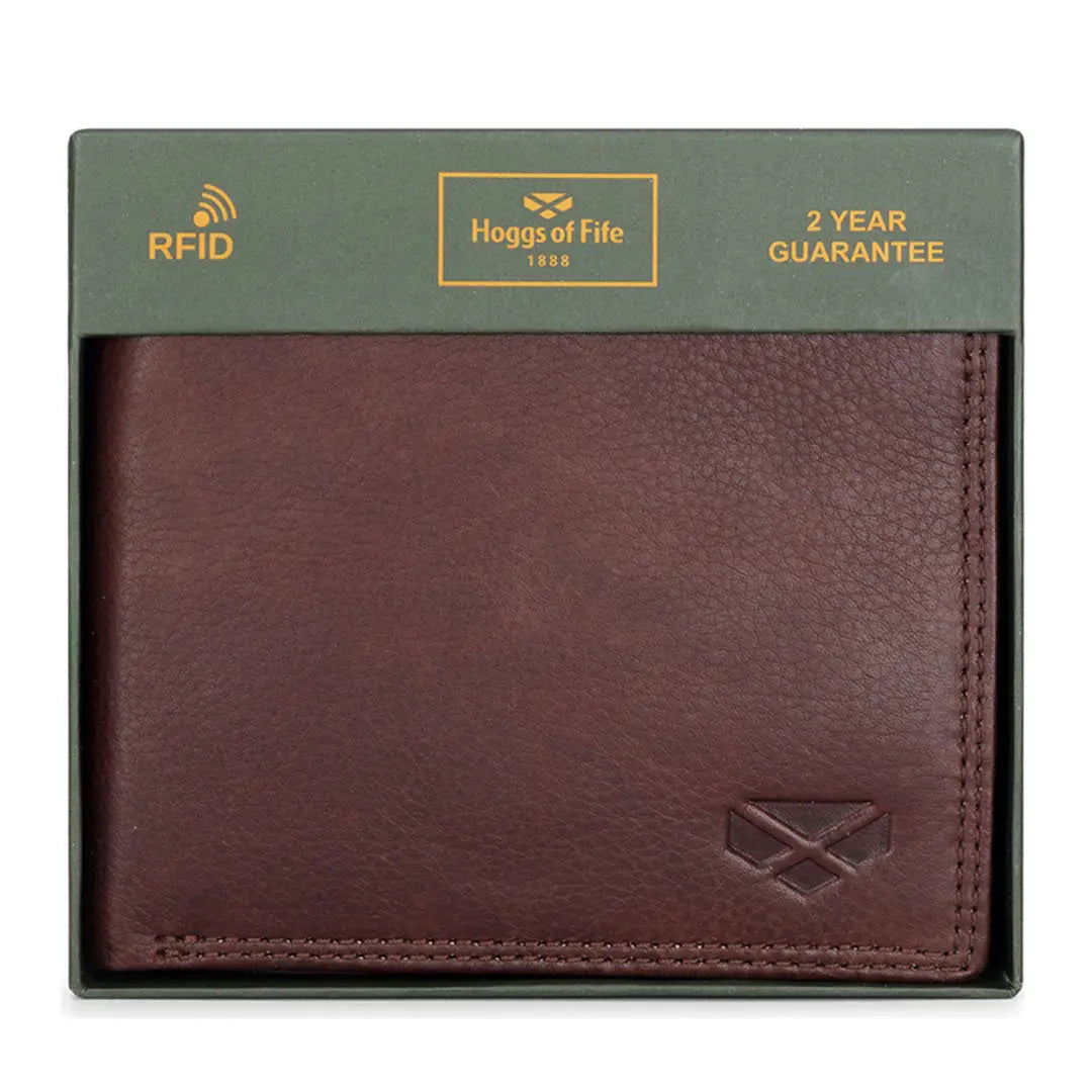 Brown leather credit card wallet with RFID protection from Hoggs of Fife Monach