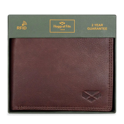 Brown leather credit card wallet with RFID protection from Hoggs of Fife Monach