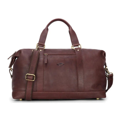 Dark brown Hoggs of Fife Monarch Leather Carryon Holdall for country clothing and outdoors