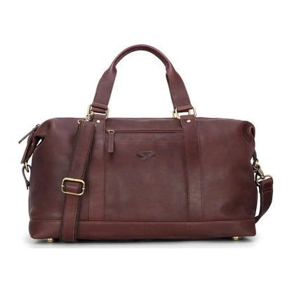 Dark brown Hoggs of Fife Monarch Leather Carryon Holdall for country clothing and outdoors
