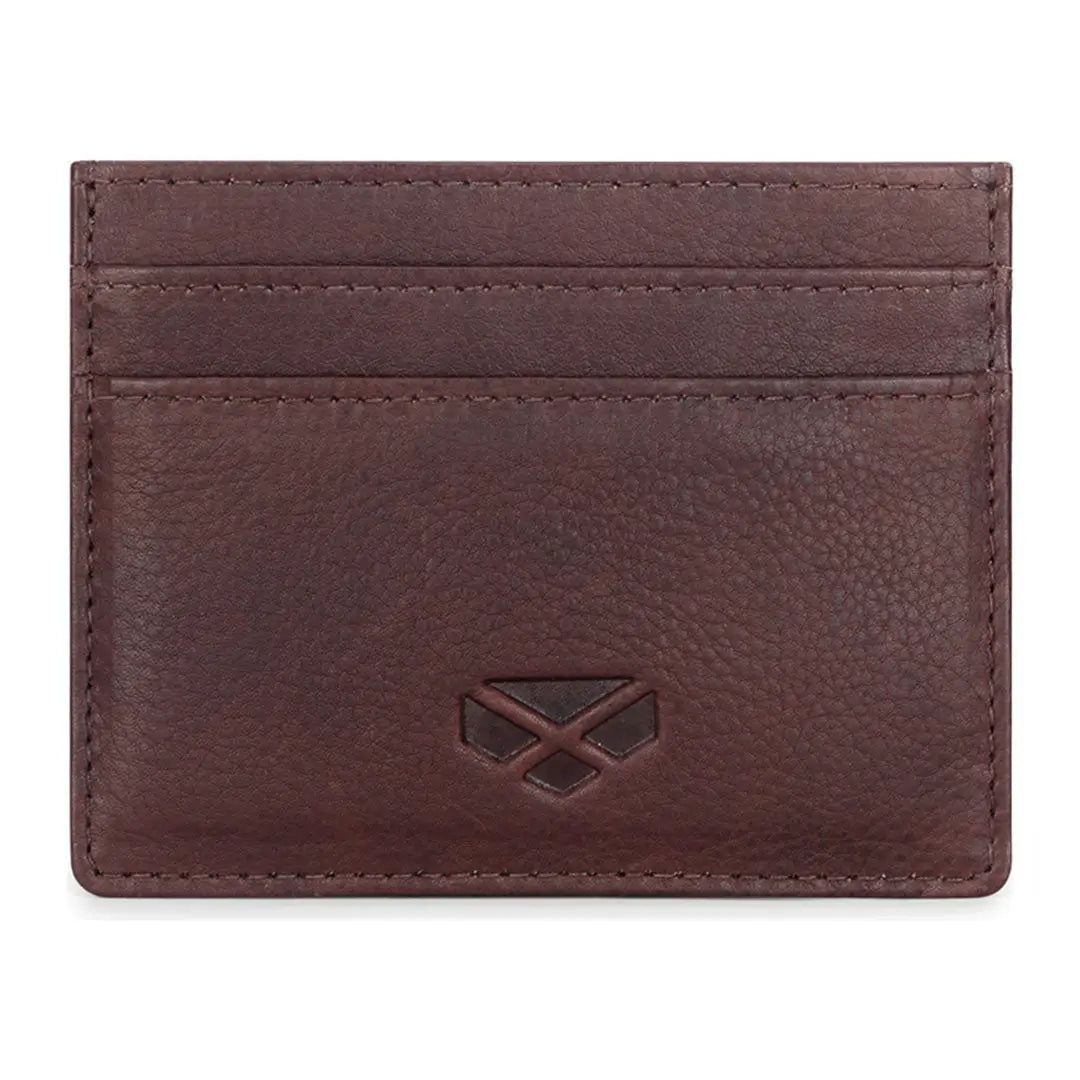 Dark brown Hoggs of Fife Monarch Leather Credit Card Holder with embossed logo