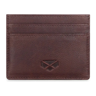 Dark brown Hoggs of Fife Monarch Leather Credit Card Holder with embossed logo