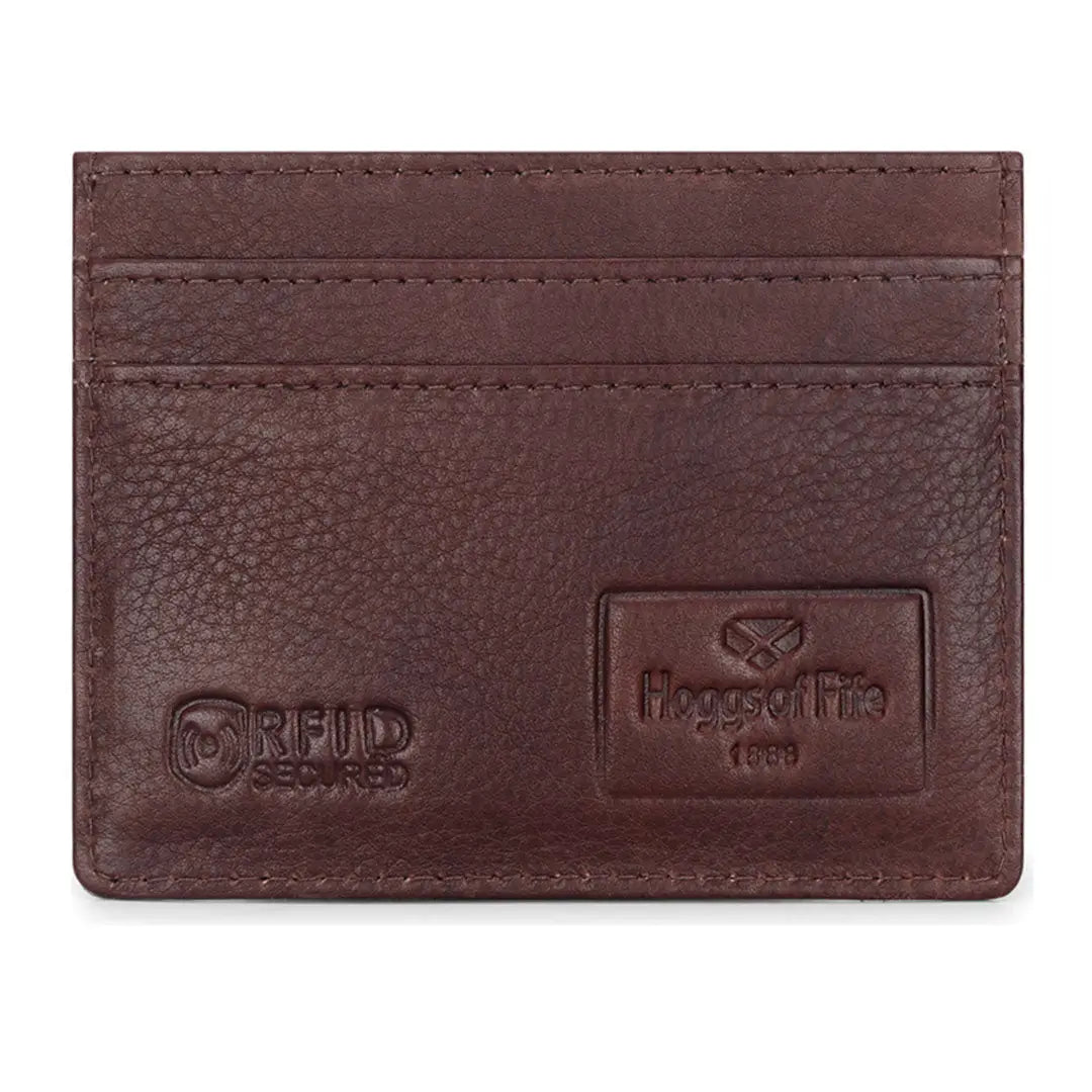 Brown leather RFID-protected monarch leather credit card holder with multiple card slots