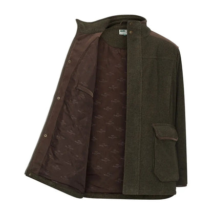 Men’s dark green Fife Sportsman Pro fleece jacket with brown quilted lining and pockets