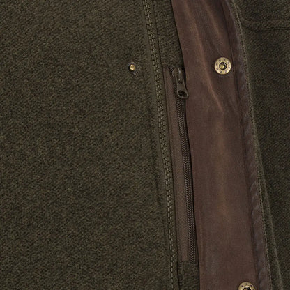 Dark green Hoggs of Fife Sportsman Pro fleece jacket with brown zipper and snap fasteners