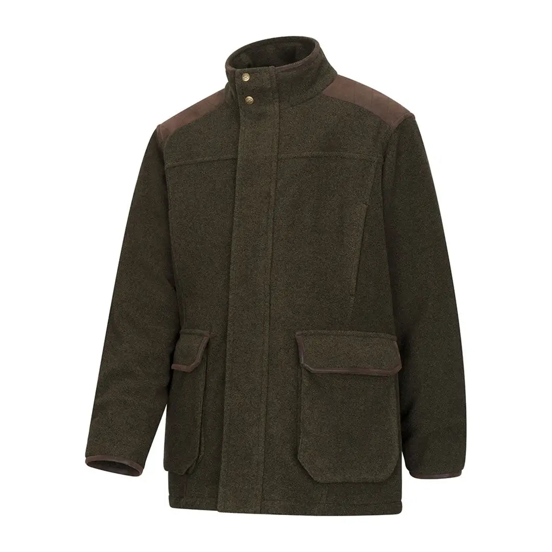 Dark olive green Hoggs of Fife Sportsman Pro fleece jacket with shoulder patches and pockets