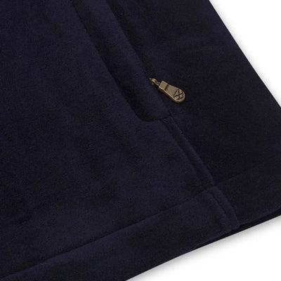 Navy blue Hoggs of Fife zip fleece with stylish gold zipper, perfect for country clothing
