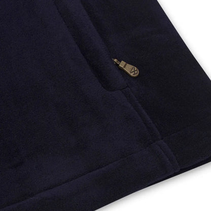 Navy blue Hoggs of Fife zip fleece with stylish gold zipper, perfect for country clothing