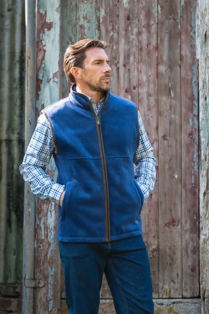 Blue Hoggs of Fife Stenton technical fleece gilet with pockets, perfect for country clothing and hunting